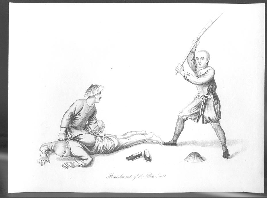 CHINESE BAMBOO TORTURE SAVAGE BEATING Antique Art Print eBay